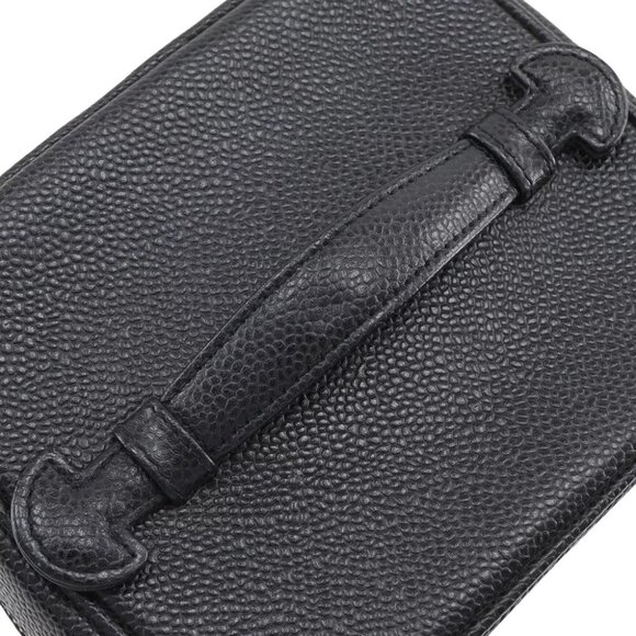 CHANEL Vanity Pouch A01998 COCO Mark Handbag black Caviar skin Women - Picture 3 of 10
